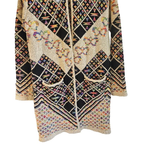 Kamana Multicolor Hooded Cardigan Long Sweater Womens Size Small Rainbow Boho - Picture 5 of 15